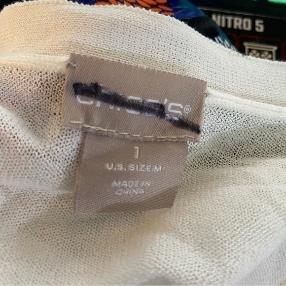 Chico’s Ruched-Sleeve Cardigan White 1 - Picture 4 of 9